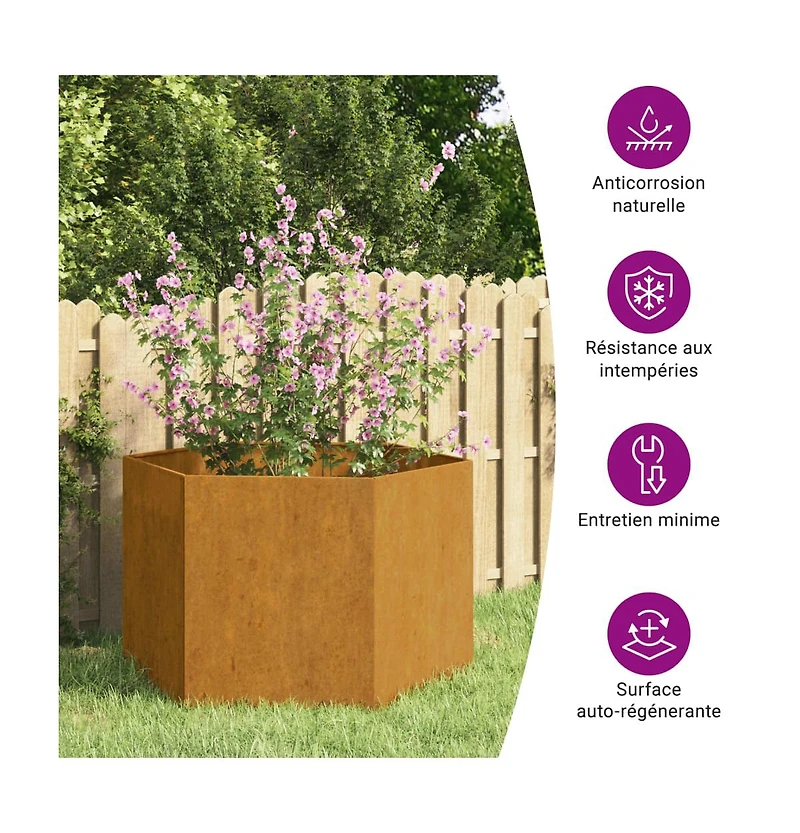 Planter Rusty 23.6"x23.6"x17.7" Corten Steel