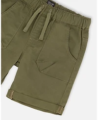 Deux par Deux Toddler Boys Stretch Twill Short Dark Olive Green - Toddler|Child