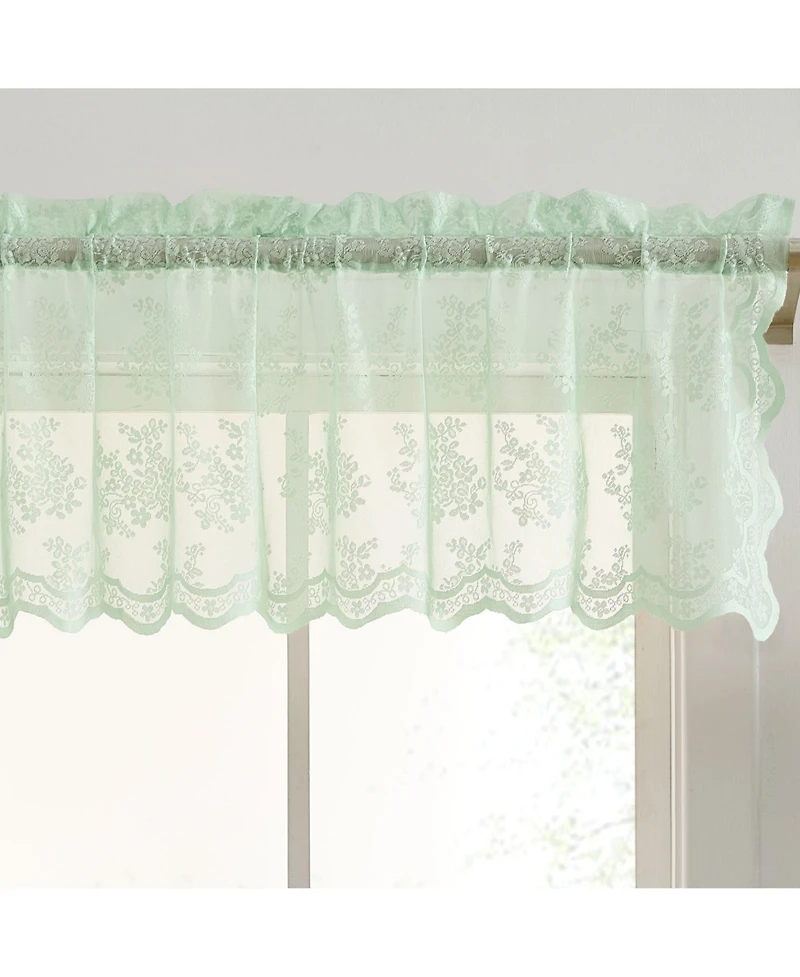 Hlc.me Jolene Floral Rod Pocket Lace Semi Sheer Voile Short Valance for Small