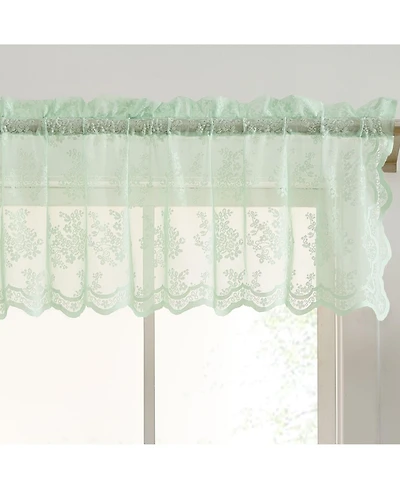 Hlc.me Jolene Floral Rod Pocket Lace Semi Sheer Voile Short Valance for Small Windows, Kitchen & Bathroom