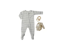 Baby Grey by Everly Boys Neutral Long Sleeve Jersey Footie