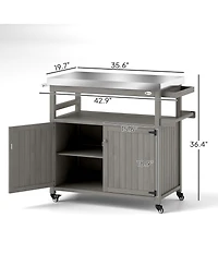 Outsunny Grill Cart, Kitchen Island with Storage Cabinets,