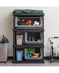 Iris Usa Medium Stackable Storage Bins Open Front, Heavy Duty Garage Organization