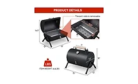 Portable Charcoal Grill with Thermometer & Wooden Handle