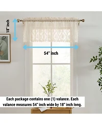 Hlc.me Isabella Floral Rod Pocket Lace Semi Sheer Voile Short Valance for Small Windows, Kitchen & Bathroom