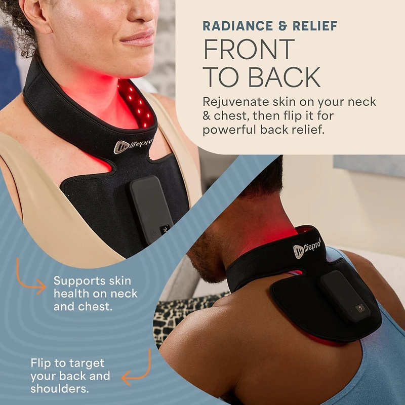 LifePro Compact Red Light Therapy Device for Neck - Rechargeable & Portable Near Infrared Therapy with Multiple Settings