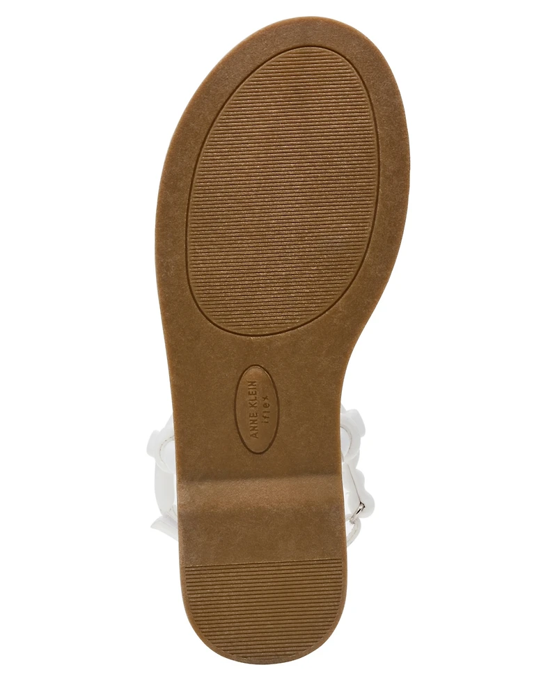 Anne Klein Women's Elisabeth Ankle Strap Footbed Flat Sandals