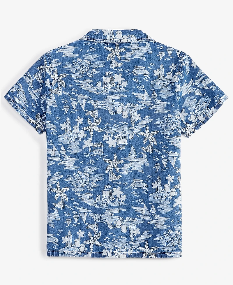 Epic Threads Little & Big Boys Short-Sleeve Cotton Denim Printed Shirt, Created for Macy's