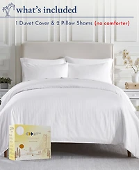 Luxury 3-Piece King Striped Duvet Cover Set - 400 Thread Count 100% Cotton Sateen, Comforter Cover with 2 Pillow Shams by California Design Den