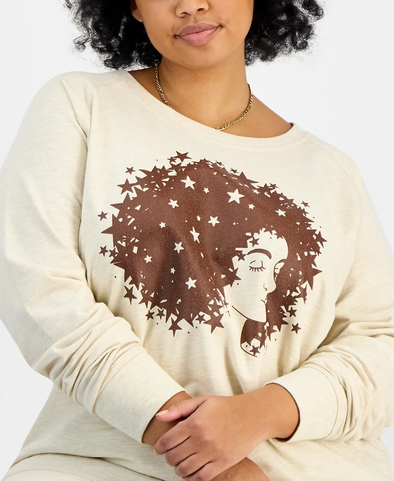 Hybrid Apparel Trendy Plus Star Afro Graphic Top