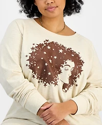 Hybrid Apparel Trendy Plus Star Afro Graphic Top