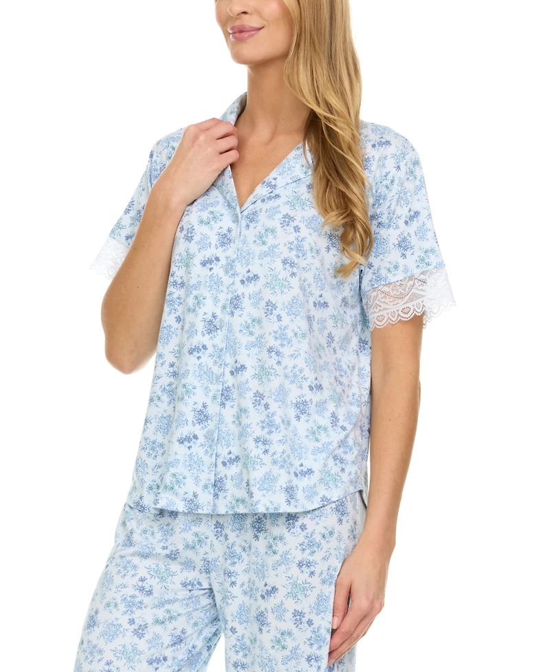 Flora by Nikrooz Women's Janelle Notch Top and Capri Pajama Set