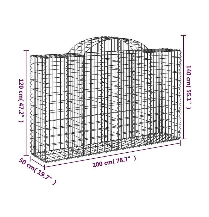 Arched Gabion Basket 78.7"x19.7"x47.2"/55.1" Galvanized Iron