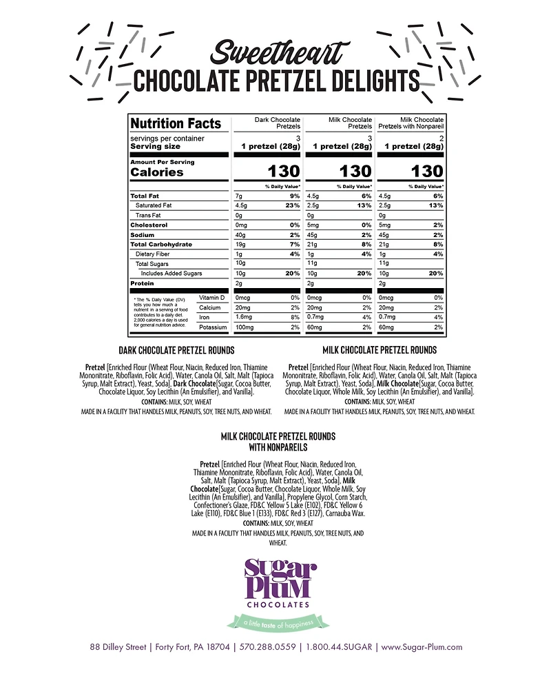 Sugar Plum Chocolates Valentine's Day Sweetheart Pretzel Delights, 8 Pieces