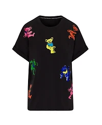 Meghan Fabulous Women's Grateful Dead Dancing Bears Sequin Relaxed T-Shirt