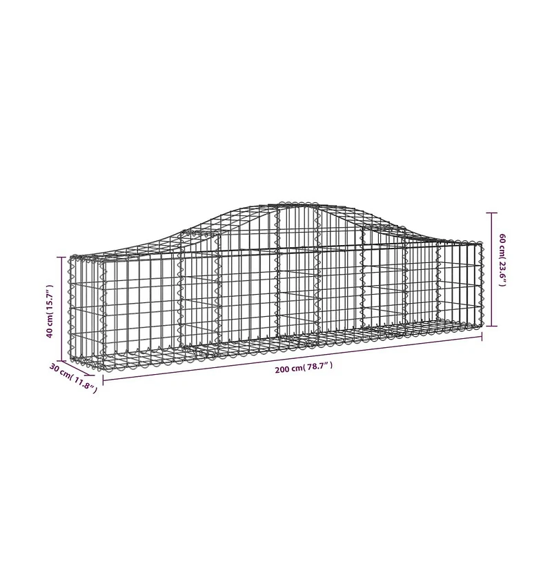 Arched Gabion Basket 78.7"x11.8"x15.7"/23.6" Galvanized Iron