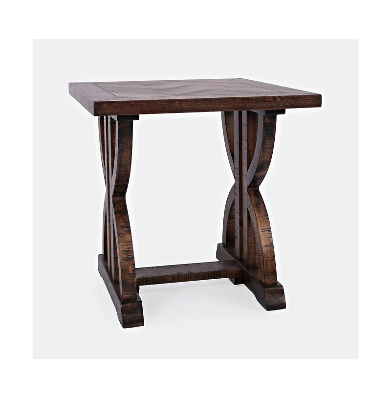 Fairview Transitional Herringbone Distressed Acacia End Table
