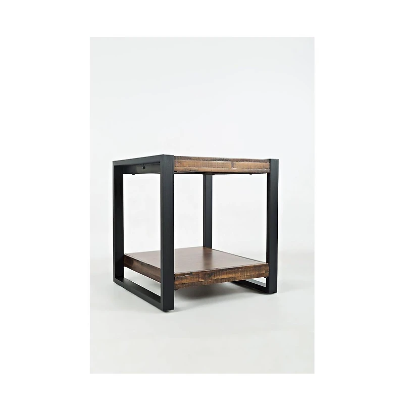 Loftworks Modern Industrial Distressed Acacia End Table