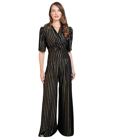 HotSquash London Women's Gold Stripe Wide Leg Jumpsuit