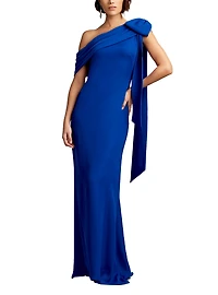 Tadashi Shoji Women's Cassia Bow-Shoulder Crepe Gown