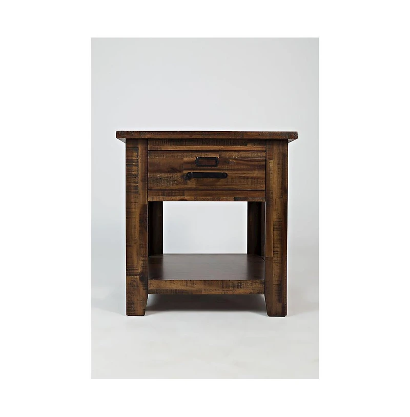 Cannon Valley Distressed Industrial End Table