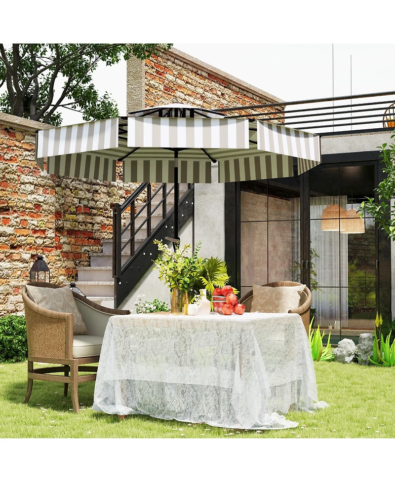 Outsunny 8.6FT Patio Umbrella Upf 30+ Vented Market Umbrella, Light