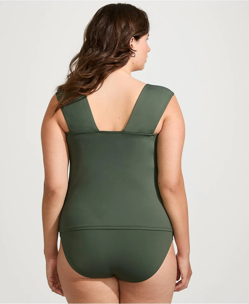 Lands' End Plus Square Neck Underwire Tankini Top