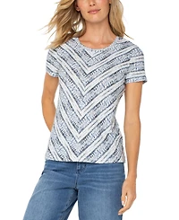 Liverpool Los Angeles Women's Short Sleeve Mitered Knit Top