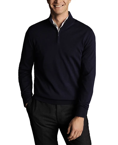 Charles Tyrwhitt Men's Long Sleeve Quarter-Zip Merino Wool Sweater