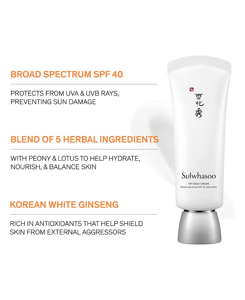 Sulwhasoo Uv Daily Cream Broad Spectrum Spf 40 Sunscreen, 1.4 oz.