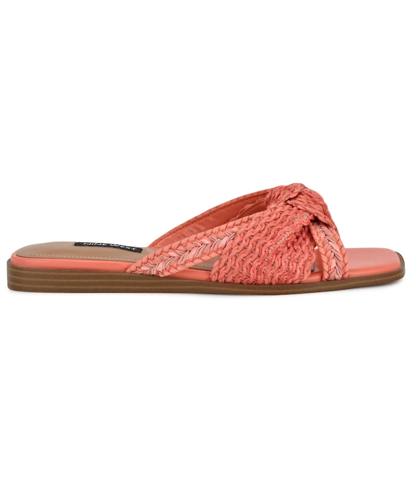 Nine West Women's Omansa Square Toe Casual Flat Sandals