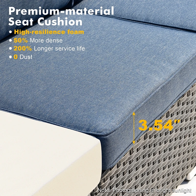 Xizzi 7-Piece Patio Furniture Outdoor Sofa Sets with New Wicker,Cushions and Coffee Table Suitable For patio, garden, backyard, yard balcony,Navy