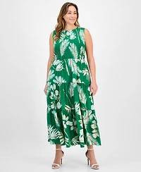 Anne Klein Plus Size Smocked-Bodice Sleeveless Dress