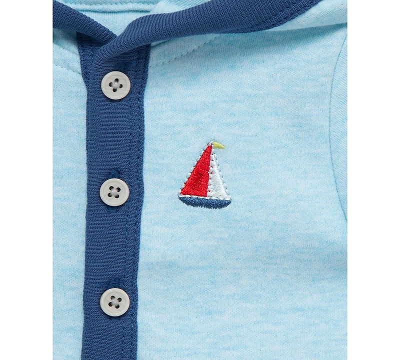 Little Me Baby Boys Breezy Cotton Hooded Romper