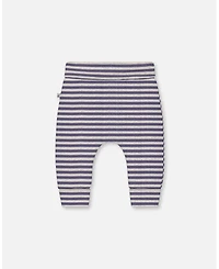 Deux par Deux Baby Boys Printed Cotton Evolutive Pant Striped Navy