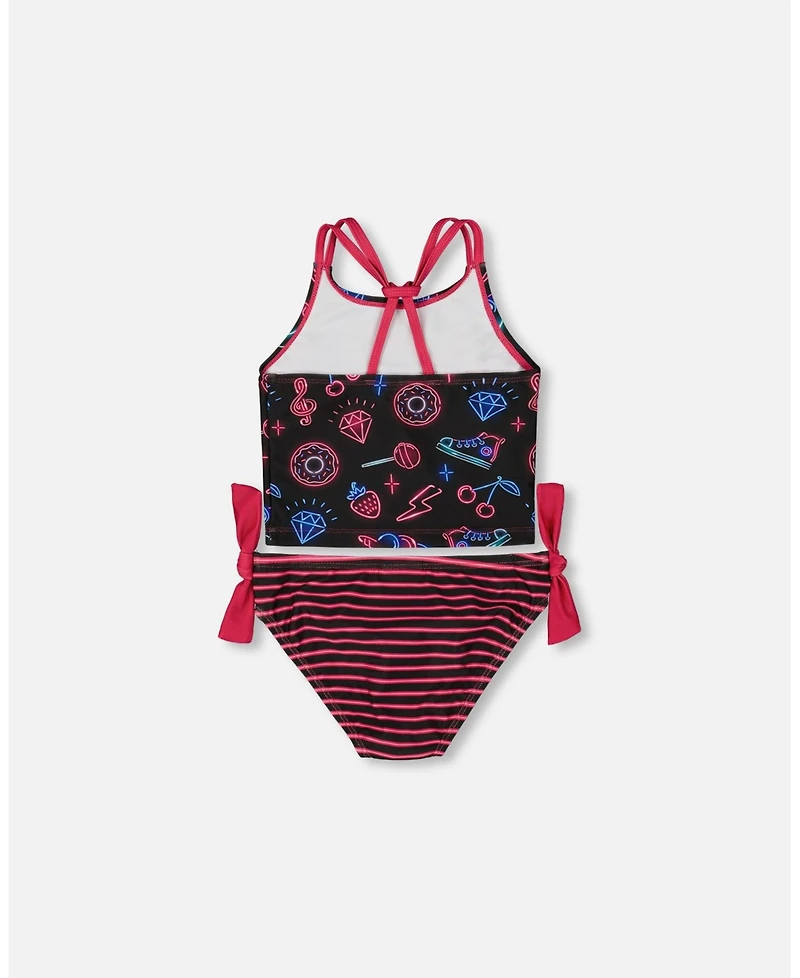Deux par Girls Printed Two-Piece Swimsuit Black And Blue Pink Items