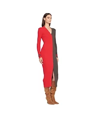 Staud Women's Red/Pewter Tampa Bay Buccaneers Shoko Knit Button-Up Sweater Dress