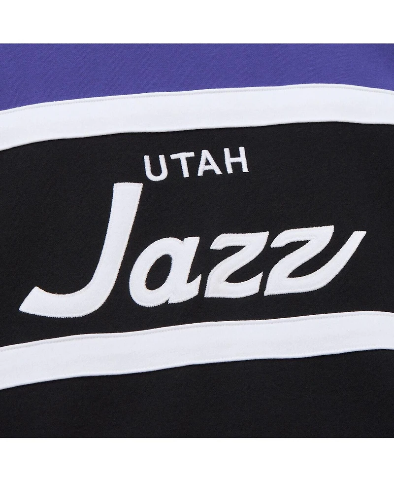 Mitchell & Ness Men's Black/Purple Utah Jazz Hardwood Classics Vintage Logo Head Coach Pullover Sweatshirt