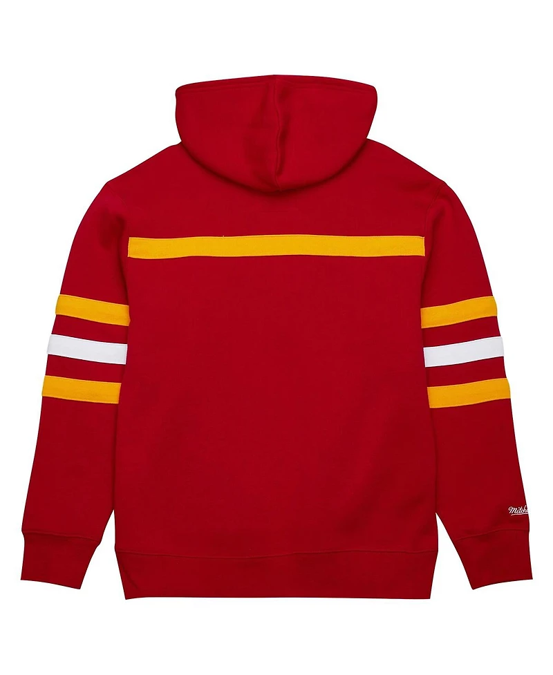 Mitchell & Ness Men's Red Kansas City Chiefs Vintage Logo Head Coach Fleece Pullover Hoodie