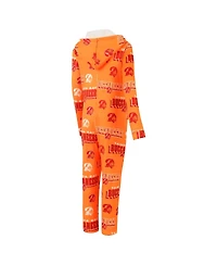 Concepts Sport Women's Orange Tampa Bay Buccaneers Throwback Roadway Allover Print Microfleece Full-Zip Union Suit