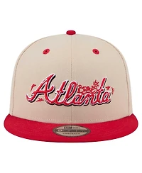 New Era Men's Cream/Red Atlanta Braves Team Art 9FIFTY Snapback Hat