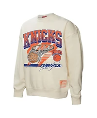 Mitchell & Ness Women's Cream New York Knicks Brush Bucket Pullover Sweatshirt