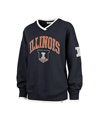 '47 Brand Women's Navy Illinois Fighting Illini Clubhouse Daze Eighty V-Neck Pullover Sweatshirt
