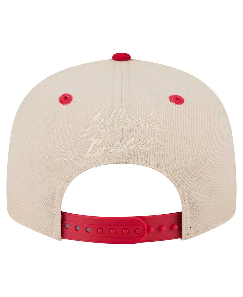 New Era Men's Cream/Red Atlanta Braves Team Art 9FIFTY Snapback Hat