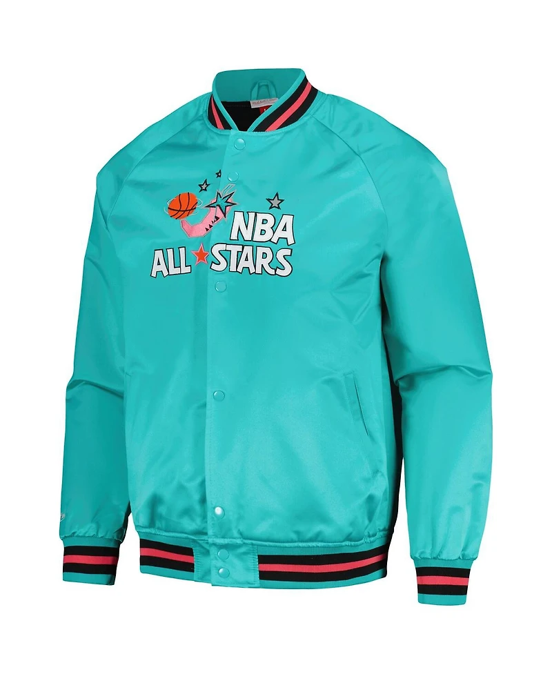 Mitchell & Ness Men's Teal Hardwood Classics 1996 Nba All-Star Game Throwback Wordmark Raglan Full-Snap Jacket