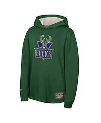 Mitchell & Ness Big Boys and Girls Green Milwaukee Bucks Hardwood Classics Lightweight Thermal Long Sleeve Hoodie T-Shirt