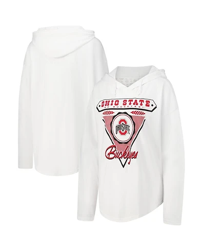 Pressbox Women's White Ohio State Buckeyes San Bruno Hoodie Long Sleeve T-Shirt