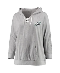 Fanatics Women's Heather Gray Philadelphia Eagles Plus Lace-up Pullover Hoodie