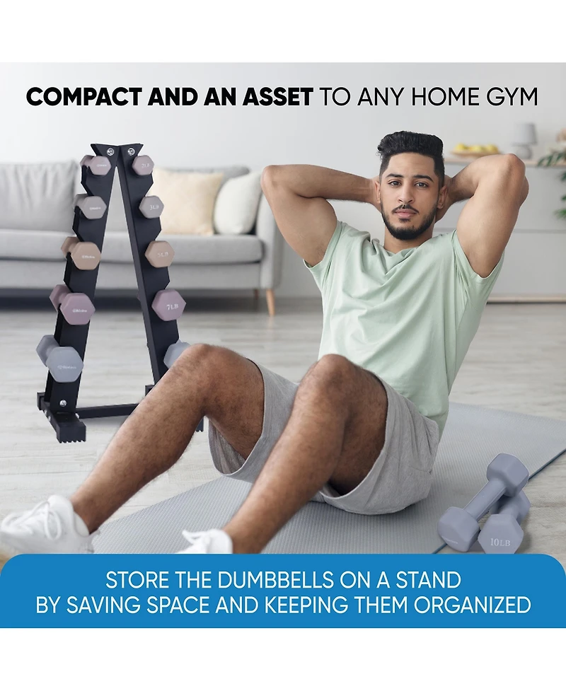 Bintiva Earthtone Dumbbell Kit With Stand