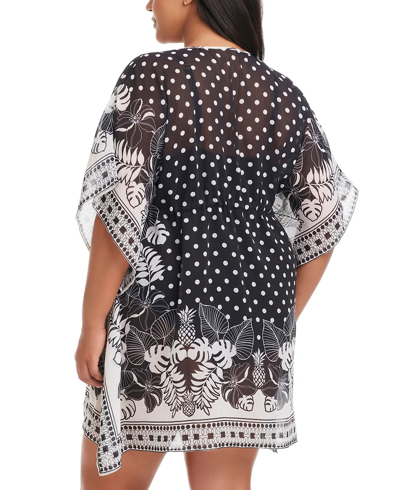 Bleu by Rod Beattie Plus Size Printed Double Trouble Caftan Cover-Up